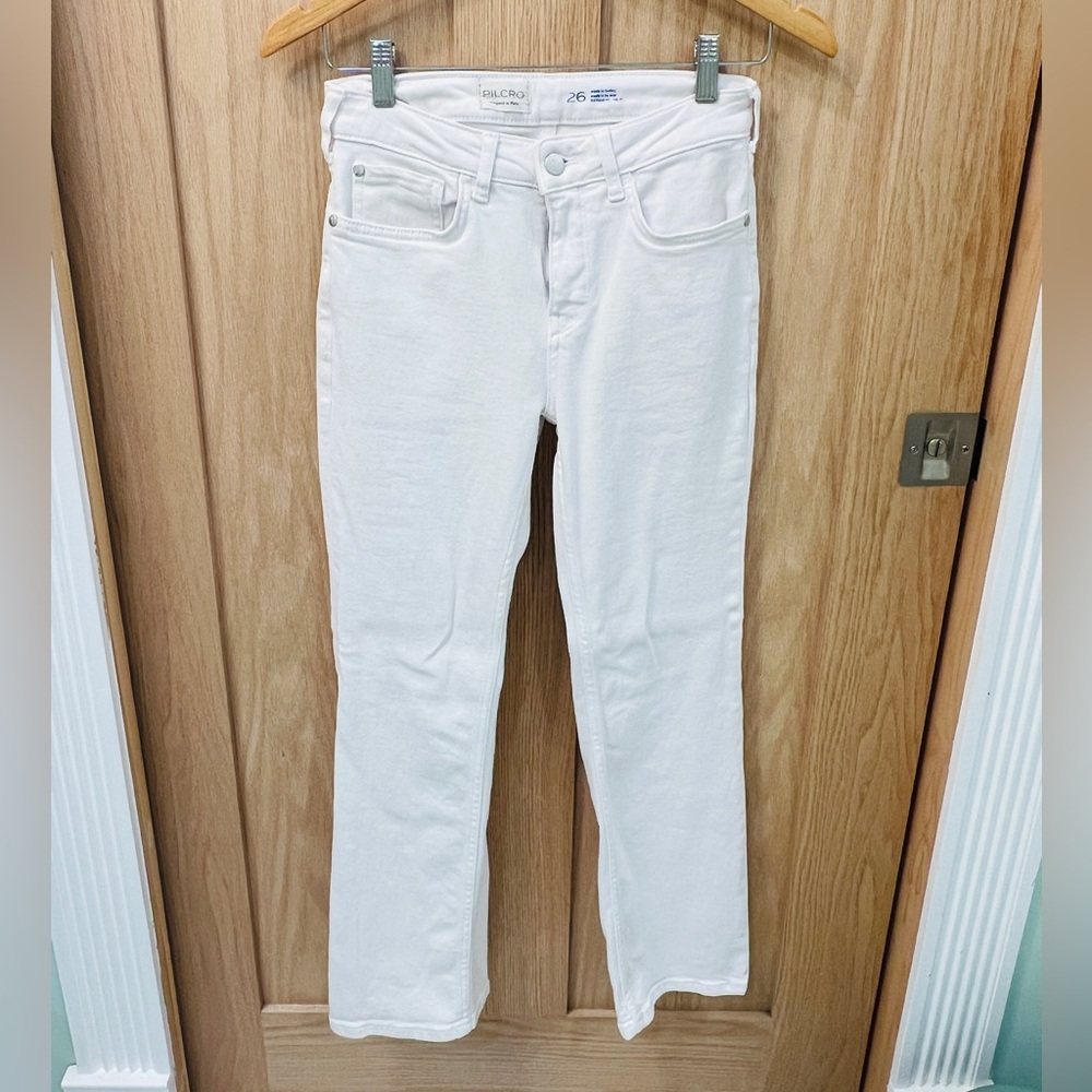 Pilcro Women's white denim the Yaya Straight Leg Jeans